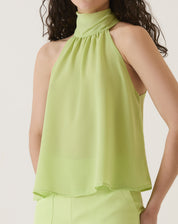 BLUSA DECOTE HALTER DE CREPE - VERDE