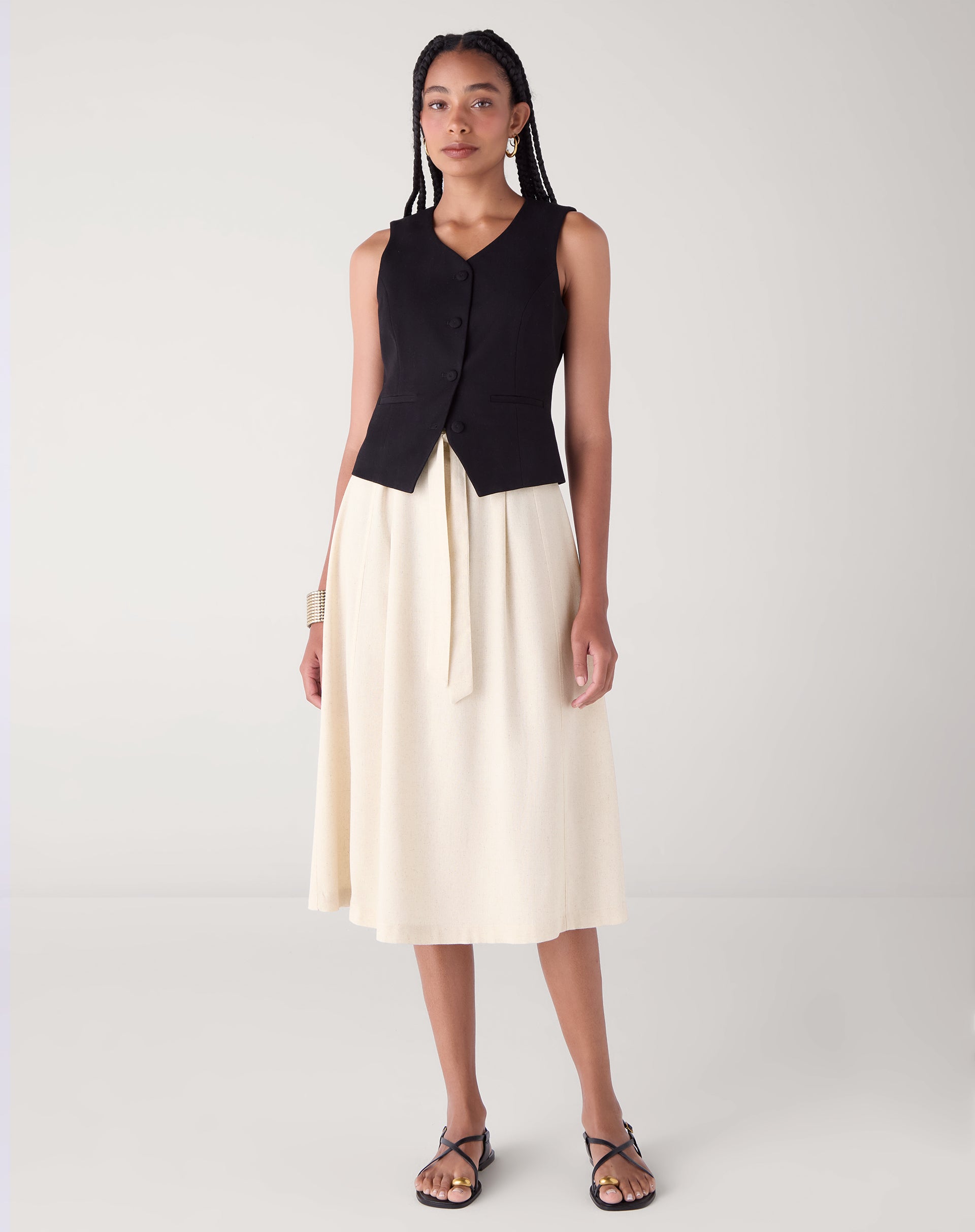 Saia com Amarração de Linho - Natural