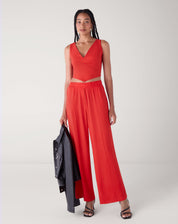 Blusa Cropped de Linho - Vermelha