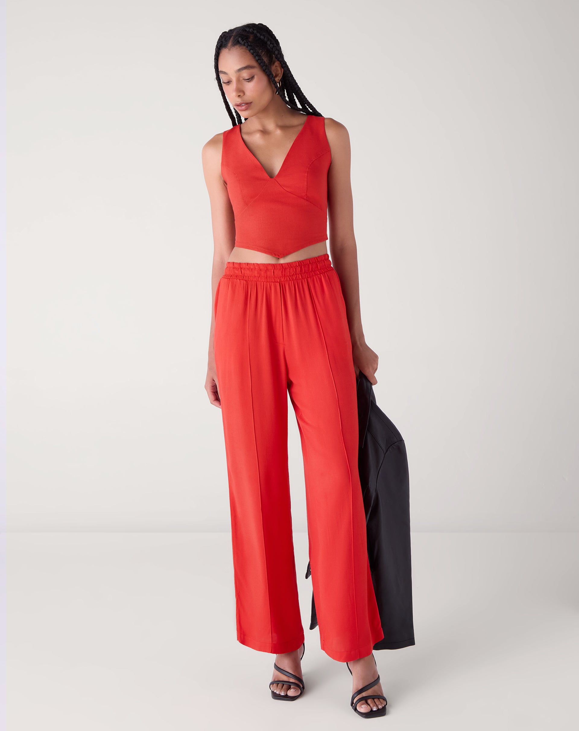 Calça Pantalona de Viscose - Vermelha