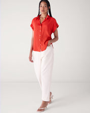 Camisa Manga Curta de Viscose - Vermelha