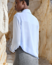 CAMISA MANGA LONGA COM TRANSPARÊNCIA - AZUL